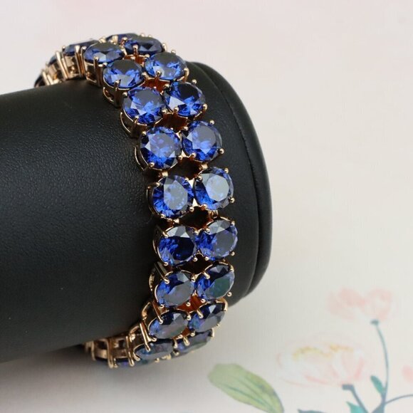 "Double Row Blue Stone Rose Gold Bracelet with Bold Glam Look, XPBL0823 - Picture 7 of 12